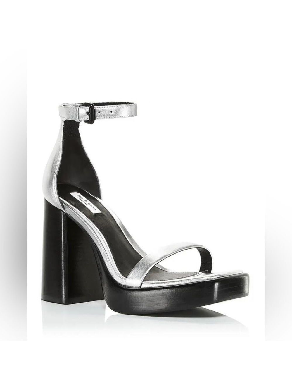 NIB Rag & Bone Matrix Silver Leather Ankle Strap Platform Heeled Sandals